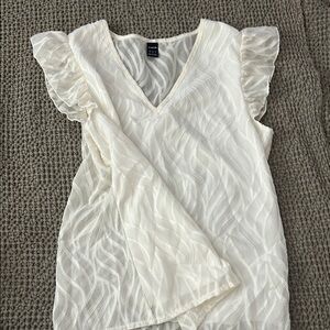 SHEIN White Sleeveless Ruffled Asymmetrical Blouse